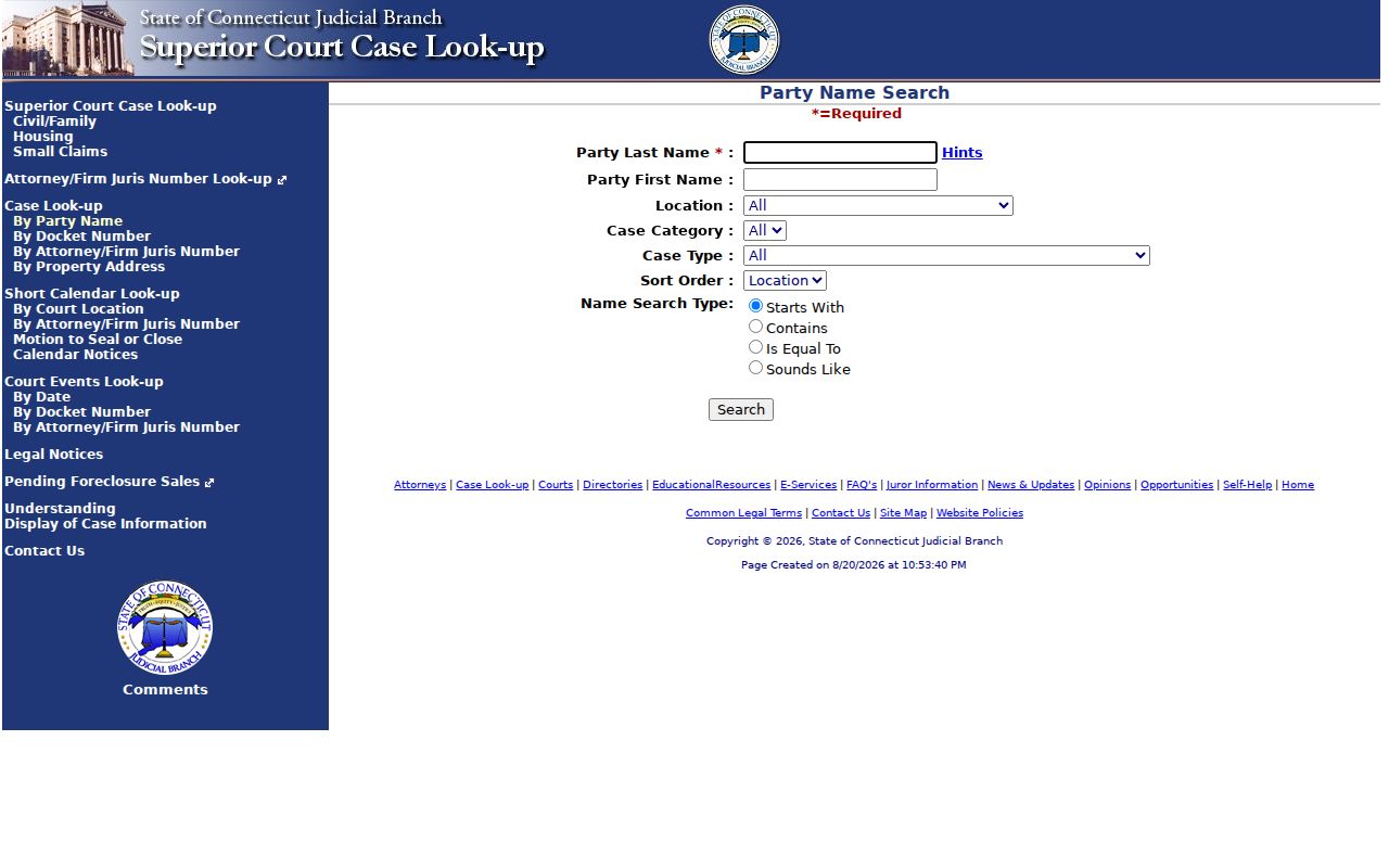 New Canaan residents directory Connecticut court party search