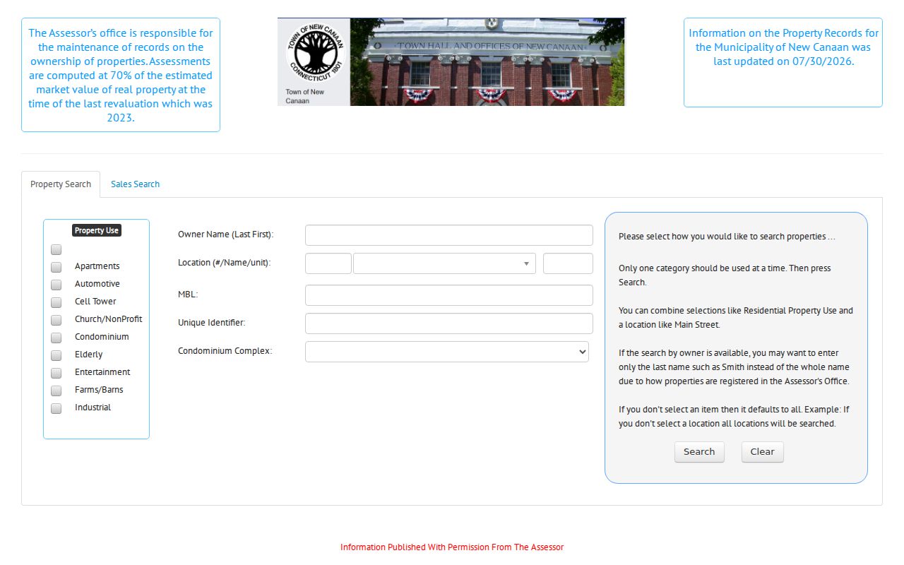 New Canaan residents directory assessor property search