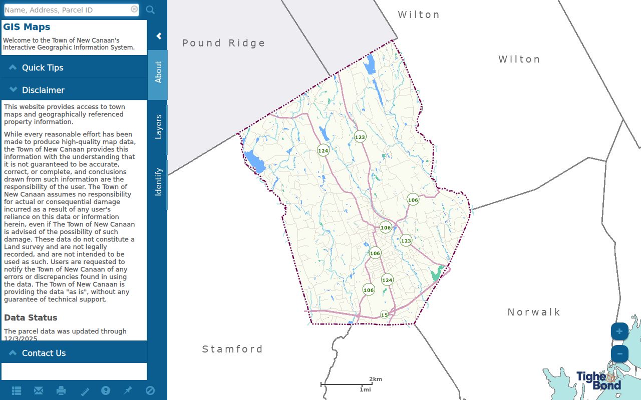 New Canaan residents directory GIS parcel viewer